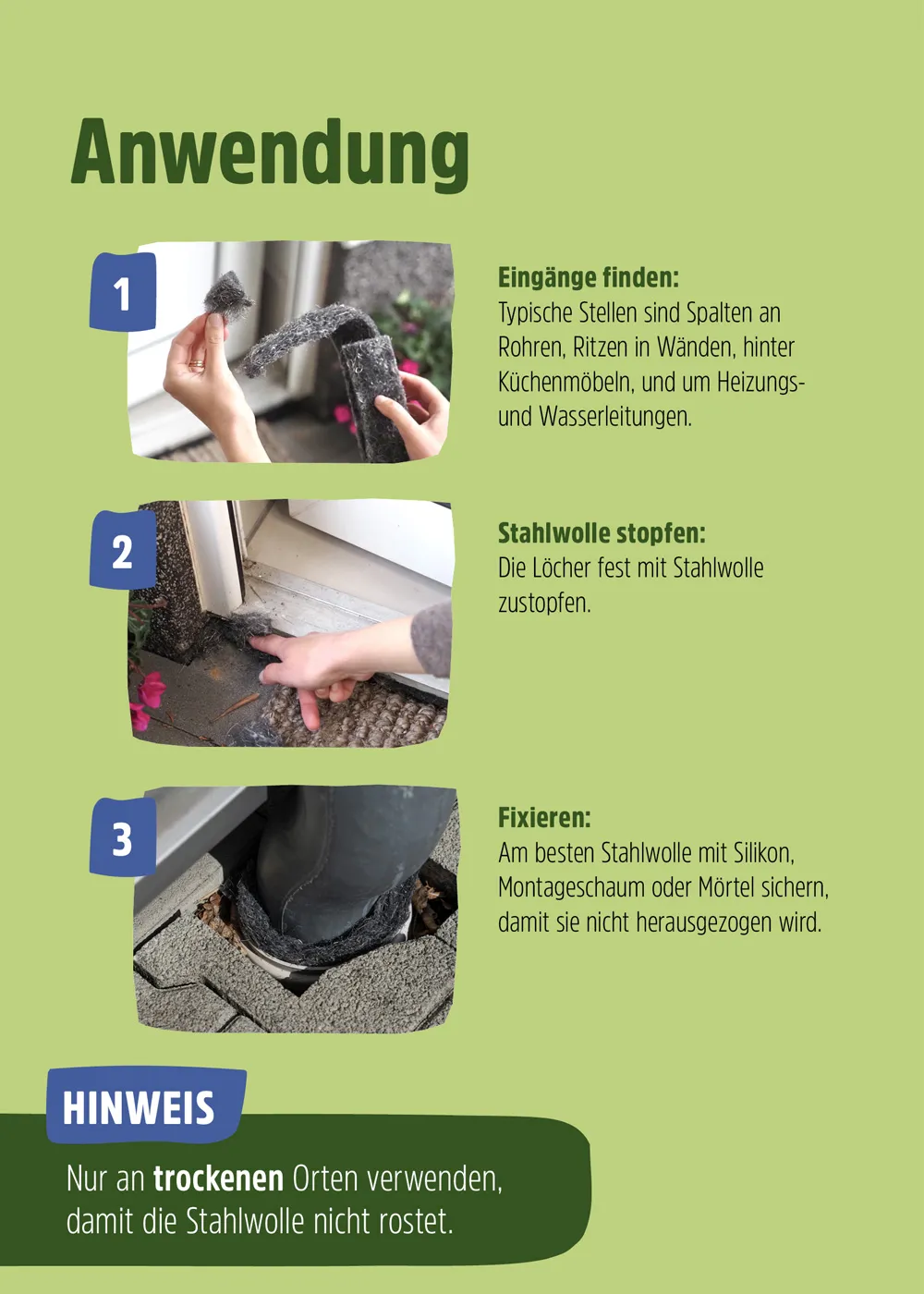 Stahlwolle gegen Mäuse | Nagerblocker Stahlwolle gegen Mäuse | Nagerblocker