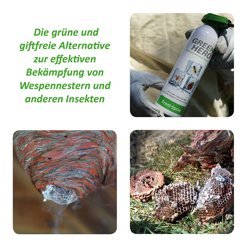 GreenHero_Frost-Spray_Anwendungsbild Frost-Spray | Insektenspray ohne Insektizide | zur Bekämpfung von Insekten und Nestern