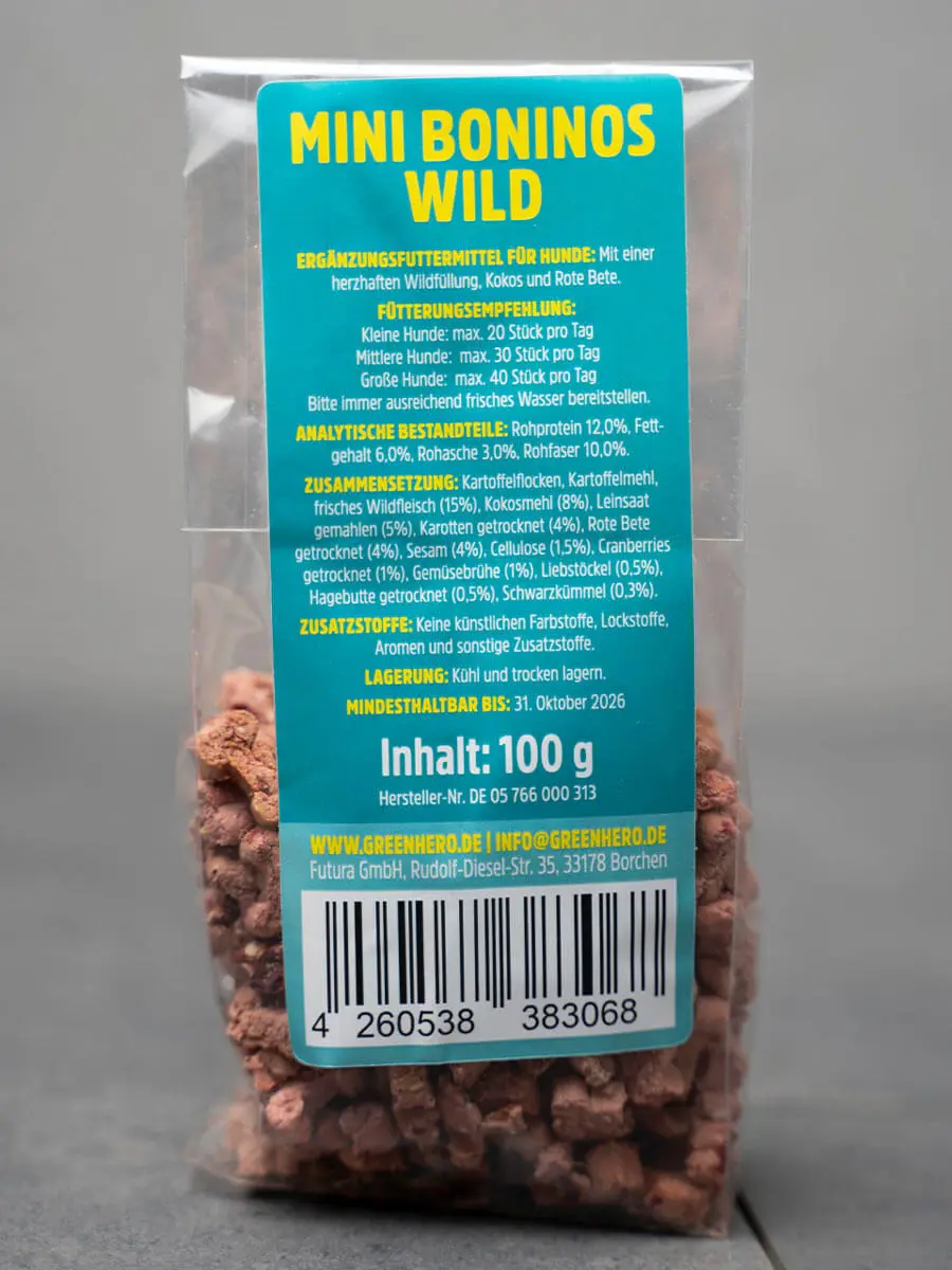 Green Hero Mini Boninos Wild – natürlicher Hunde Leckerli Green Hero Mini Boninos Wild – natürlicher Hunde Leckerli