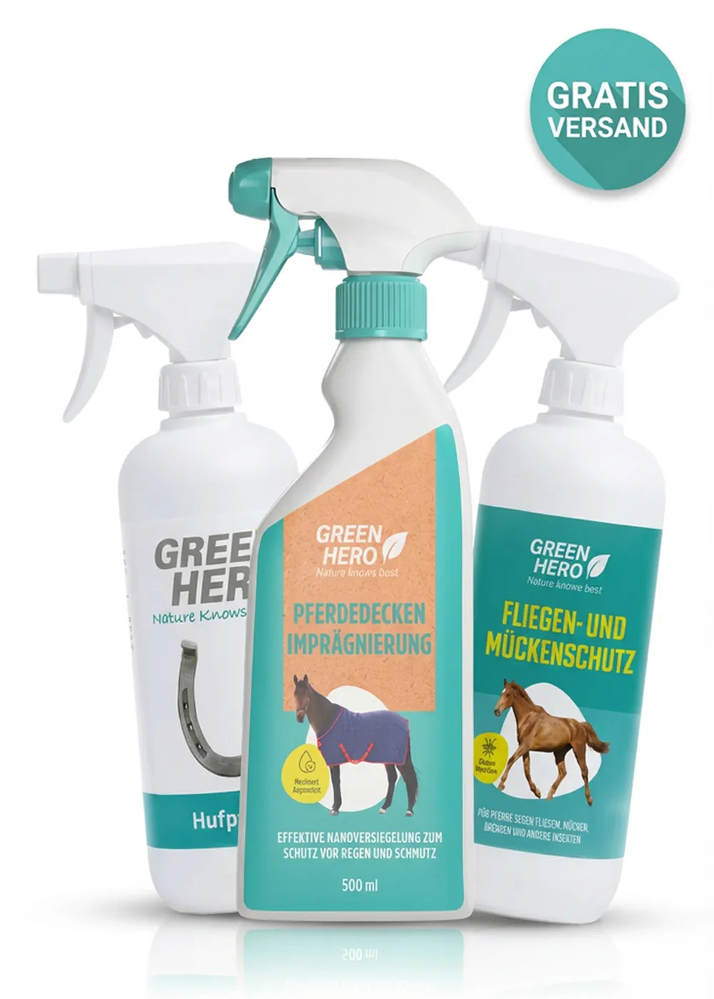 3er Pferde Pflege Bundle: Insektenschutz, Hufpflege, Decken Imprägnierung