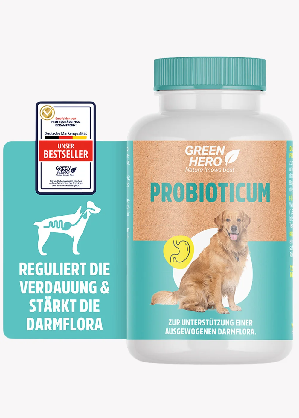 GreenHero® Probioticum für Hunde 120 Tabletten zur Darmsanierung und Darmpflege GreenHero® Probioticum für Hunde 120 Tabletten zur Darmsanierung und Darmpflege