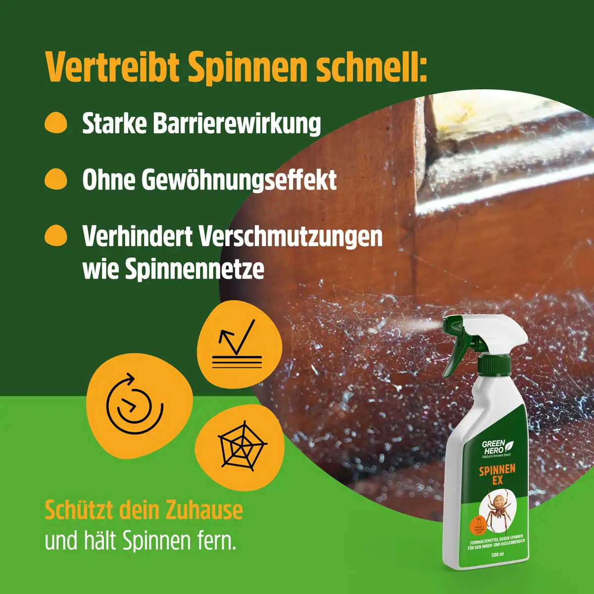 GreenHero® Spinnen-Ex Spray für Balkon, Terrasse und auf dem Boot GreenHero® Spinnen-Ex Spray für Balkon, Terrasse und auf dem Boot
