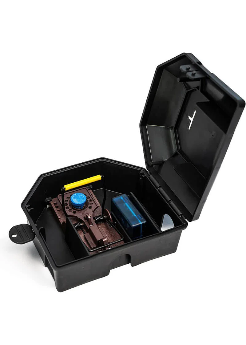 futura-snapbox6 Profi Mausefalle mit Elektro Fangmelder im Set mit Köderbox, Gorilla Traps Schlagfalle und NARA Stic