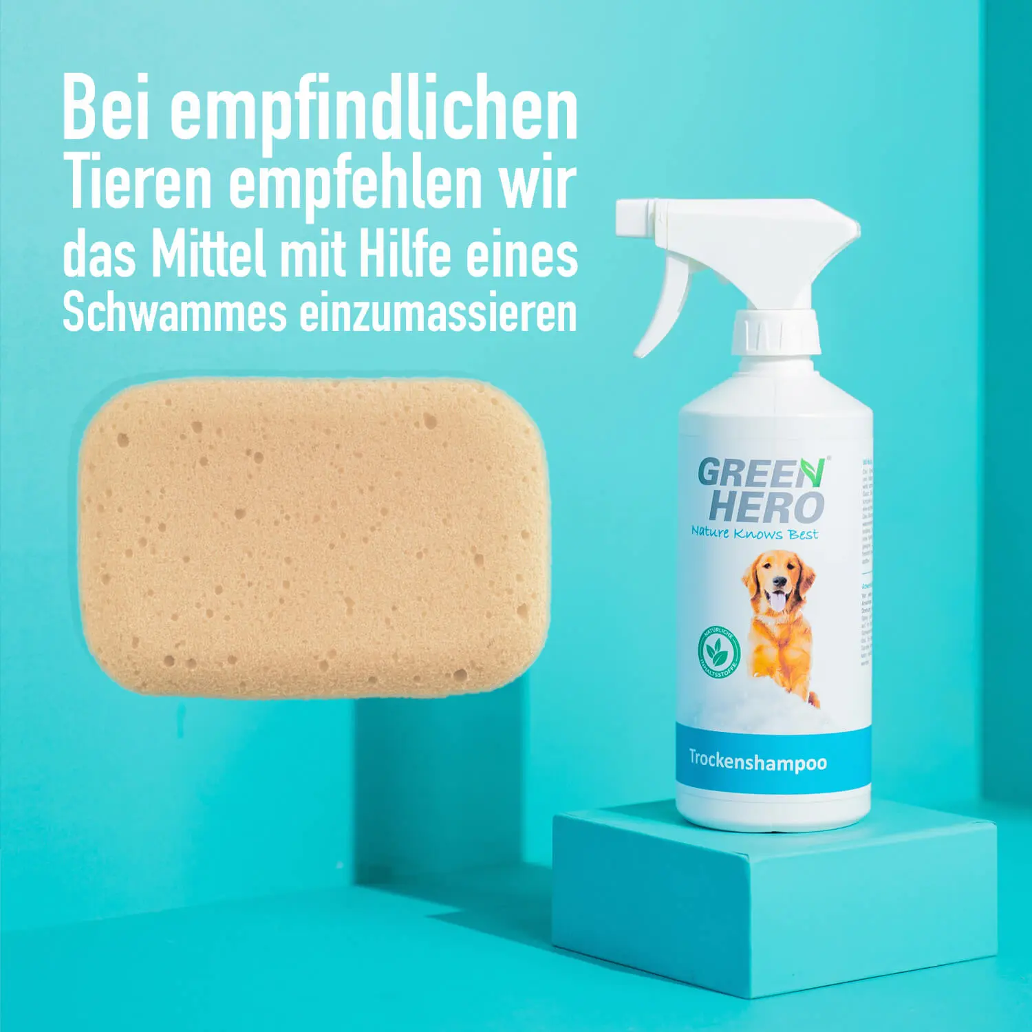 05_Green-Hero_Trockenhampoo-Hund-Katzen_Anwendungsbild_Schwamm Trockenshampoo für Hunde