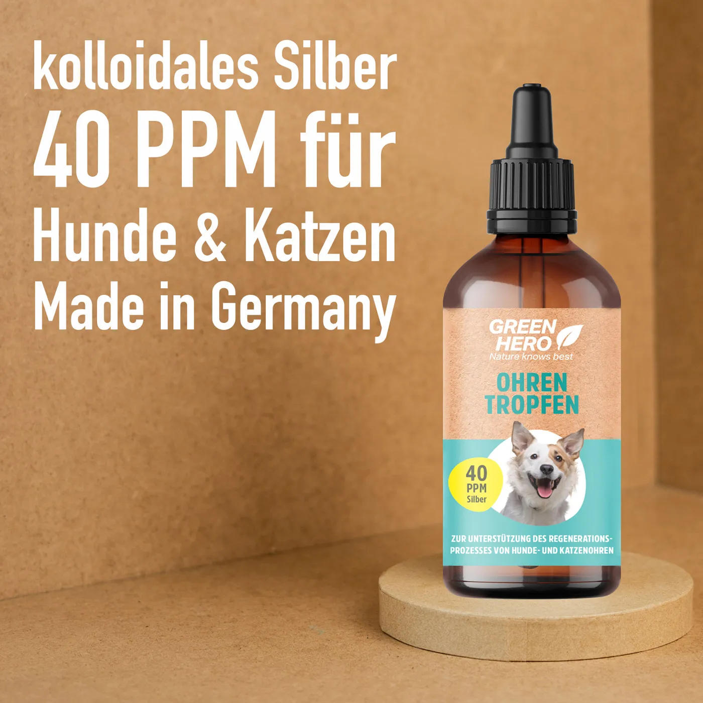 Kolloidales Silber für Hunde, Ohrentropfen 40 PPM, ionisch und kolloidal, 100 ml Kolloidales Silber für Hunde, Ohrentropfen 40 PPM, ionisch und kolloidal, 100 ml