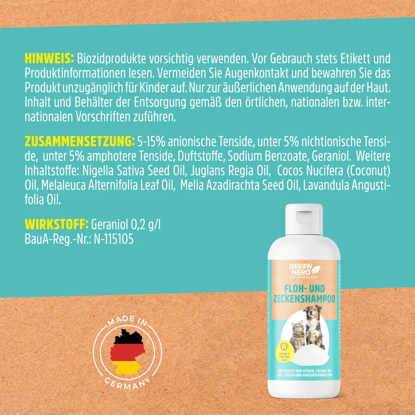 Floh- und Zeckenshampoo für Hunde und Katzen