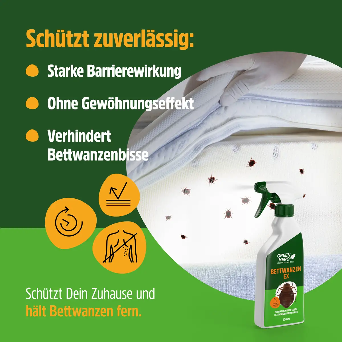 GreenHero® Bettwanzen-Ex Spray zur Abwehrspray gegen Bettwanzen und Milben GreenHero® Bettwanzen-Ex Spray zur Abwehrspray gegen Bettwanzen und Milben