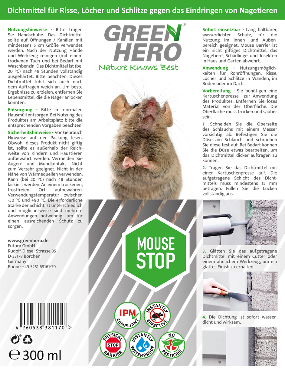 MouseStop_etikett GreenHero Mouse Stop – Dichtmasse gegen Mäuse
