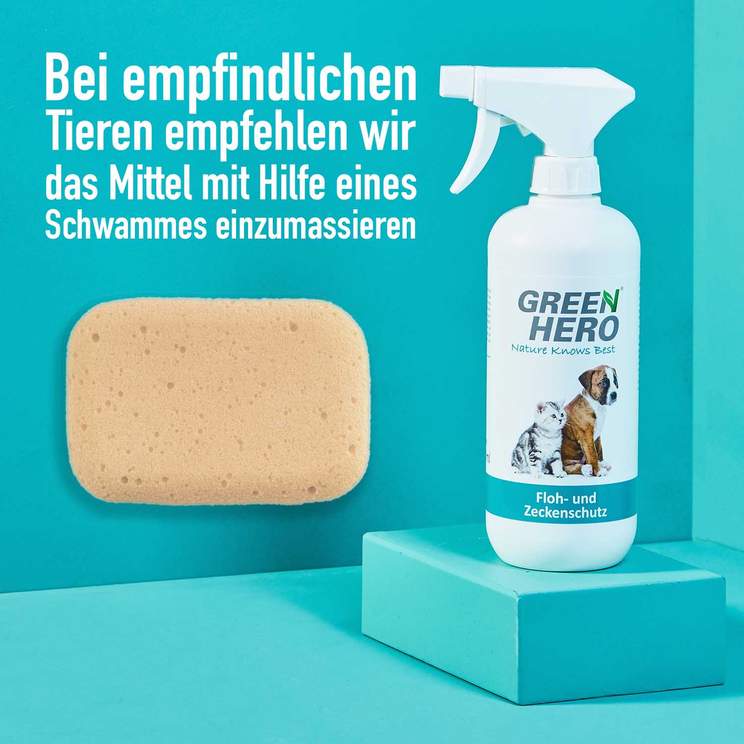 05_Green-Hero_Floh-und-Zeckenschutz_Anwendungsbild_Schwamm Floh- und Zeckenschutz für Hunde und Katzen