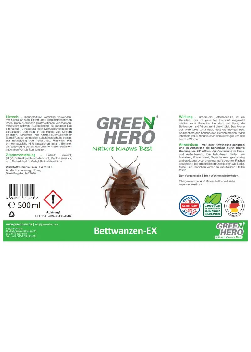 GreenHero® Bettwanzen-Ex Spray zur Bettwanzenbekämpfung