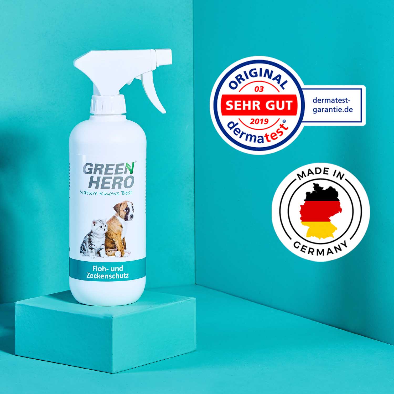 03_Green-Hero_Floh-und-Zeckenschutz_Dermatest_MIG Floh- und Zeckenschutz für Hunde und Katzen