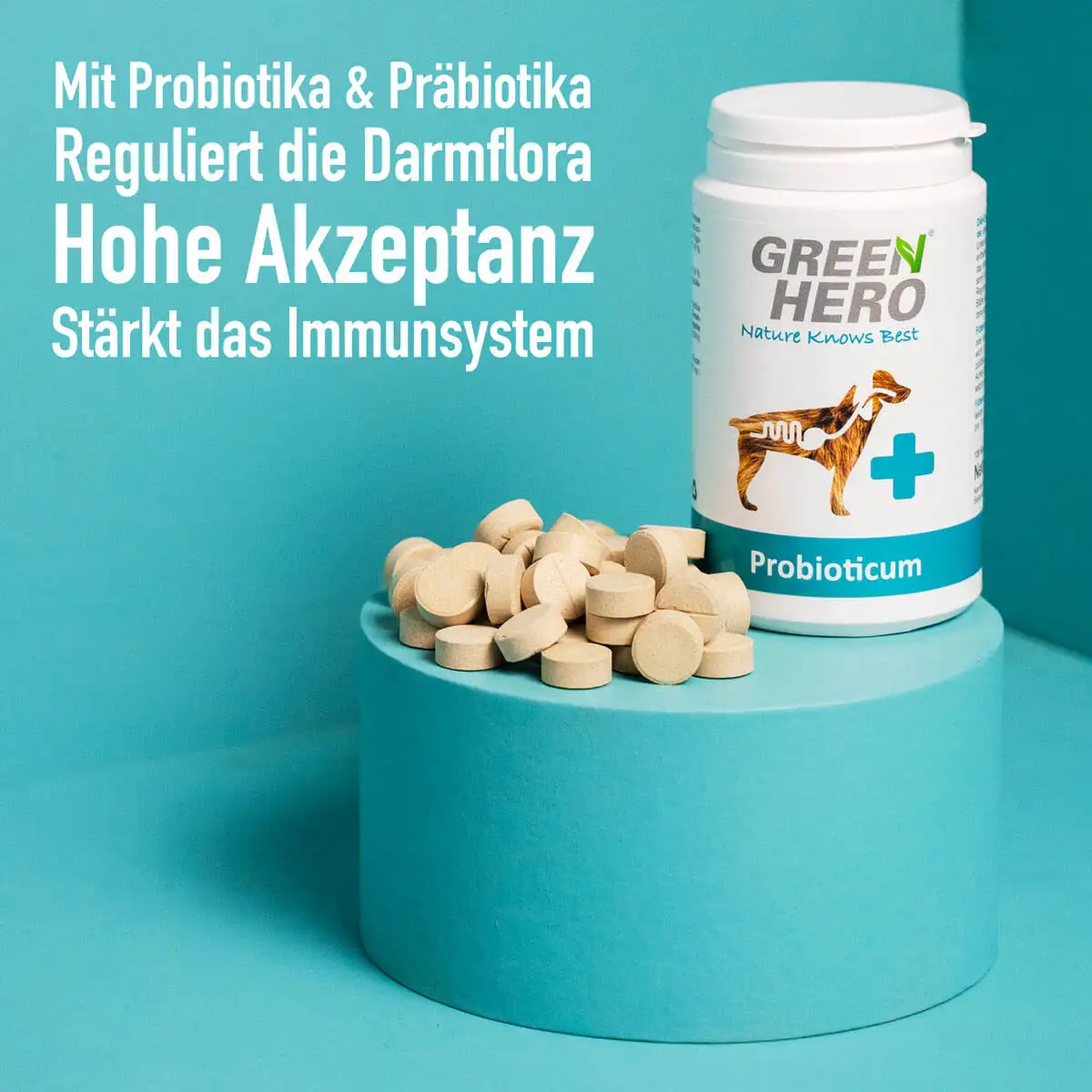 02_Green-Hero_Probioticum_Benefits-jpgduagak67RcbDo GreenHero® Probioticum für Hunde 120 Tabletten zur Darmsanierung und Darmpflege