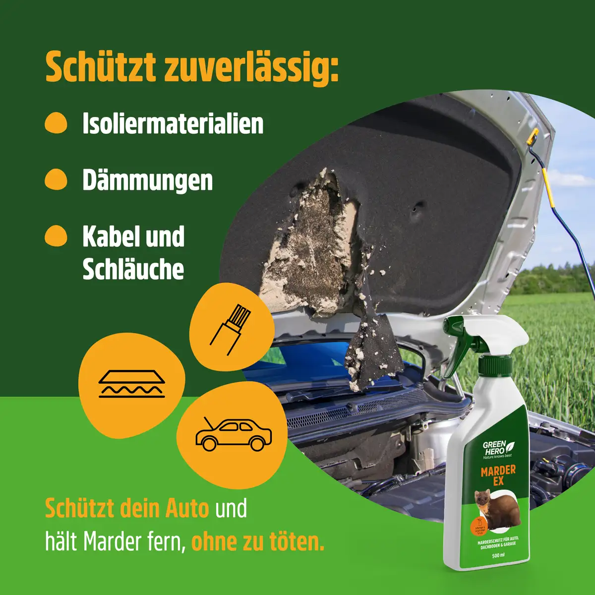 GreenHero Marder-Ex Spray gegen Marderverbiss GreenHero Marder-Ex Spray gegen Marderverbiss