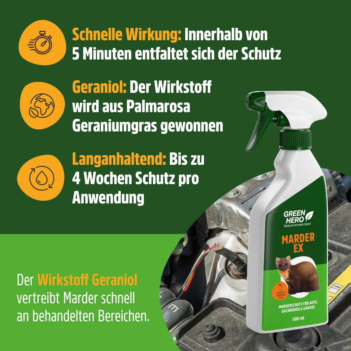 GreenHero Marder-Ex Spray gegen Marderverbiss GreenHero Marder-Ex Spray gegen Marderverbiss