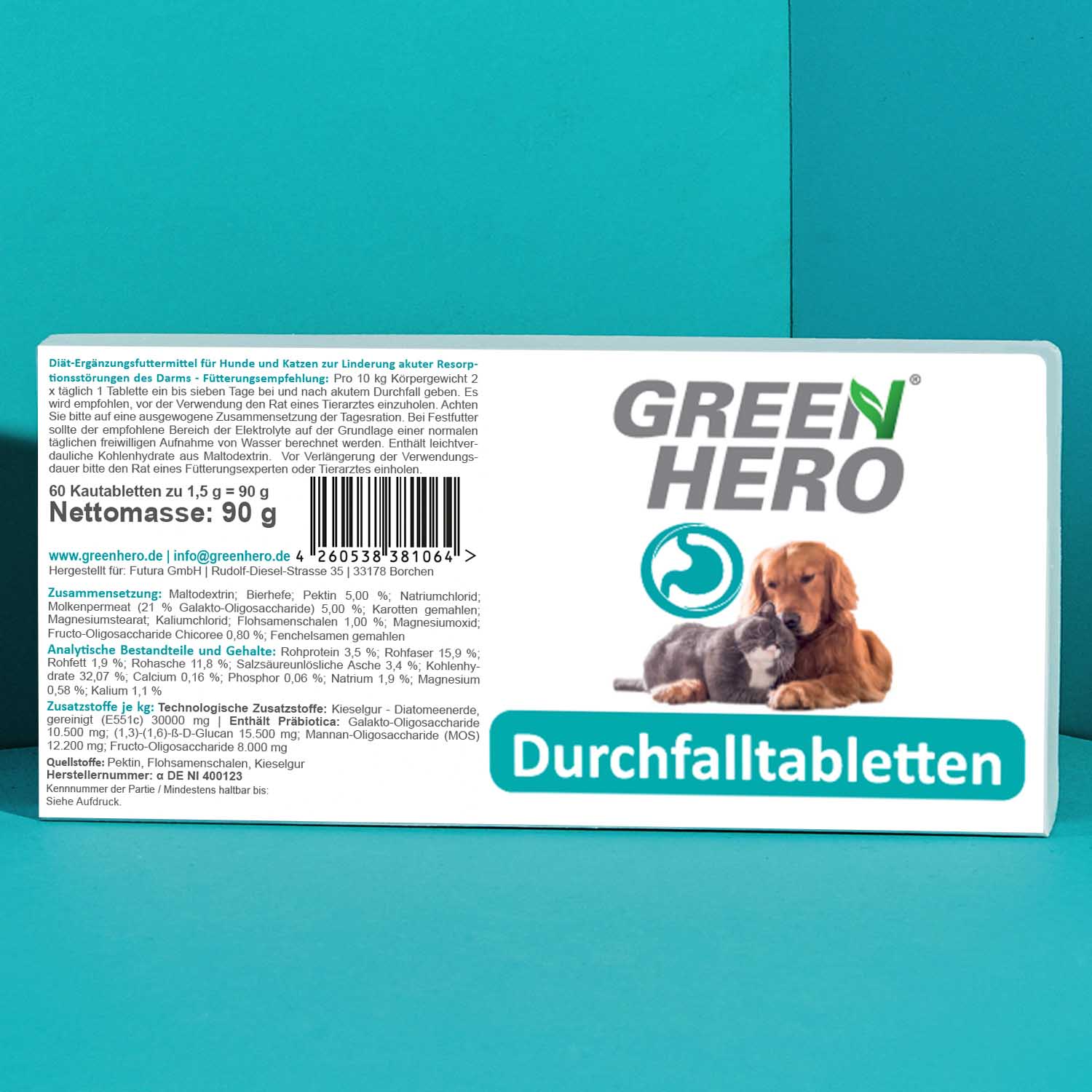 06_Green-Hero_-Durchfalltabletten_Etikett_N Durchfalltabletten für Hunde und Katzen | 60 Tabletten